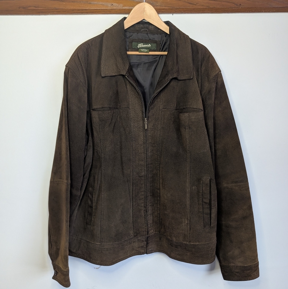 Vintage 100% Genuine Leather Bomber Jacket Coat Mens XL Penmans Full Zip Brown